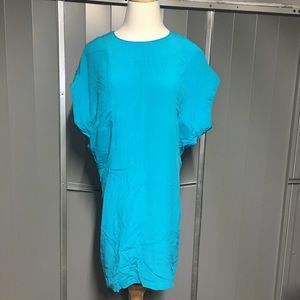 WALTER Turquoise Blue Shift Dress 100% Silk, 6